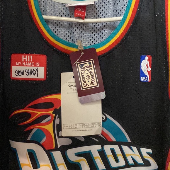 Authentic Detroit pistons slim shady jersey Mitchell and Ness BR remix - Picture 8 of 9